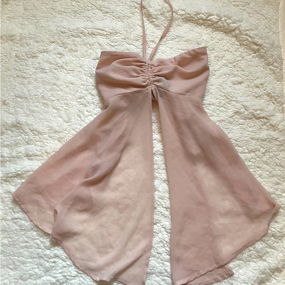 Pink Halter Top with Flowing Panels